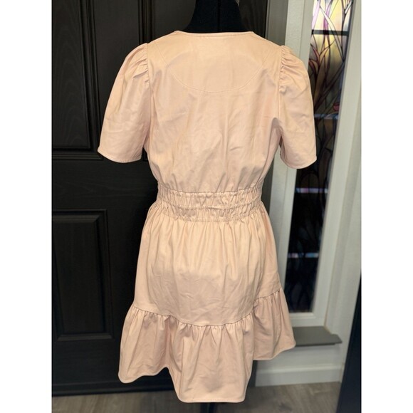Anthropologie The Somerset Mini Dress Vegan Leather in Blush V-Neck Size S - Picture 6 of 10